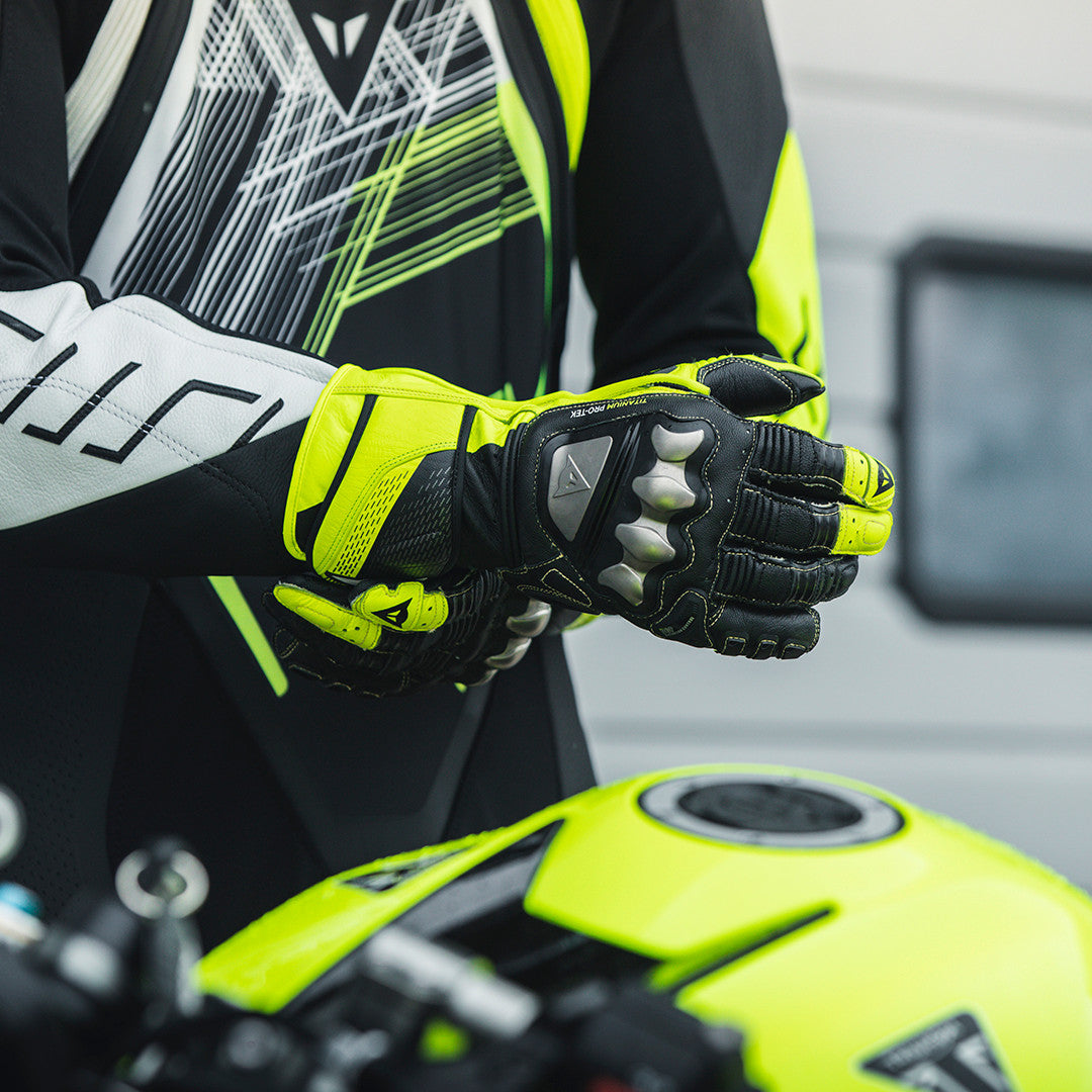 Guantes de cuero para moto Dainese Full Metal 7 Racing | Hombre | Negro/Amarillo Neón | 201810001462000 