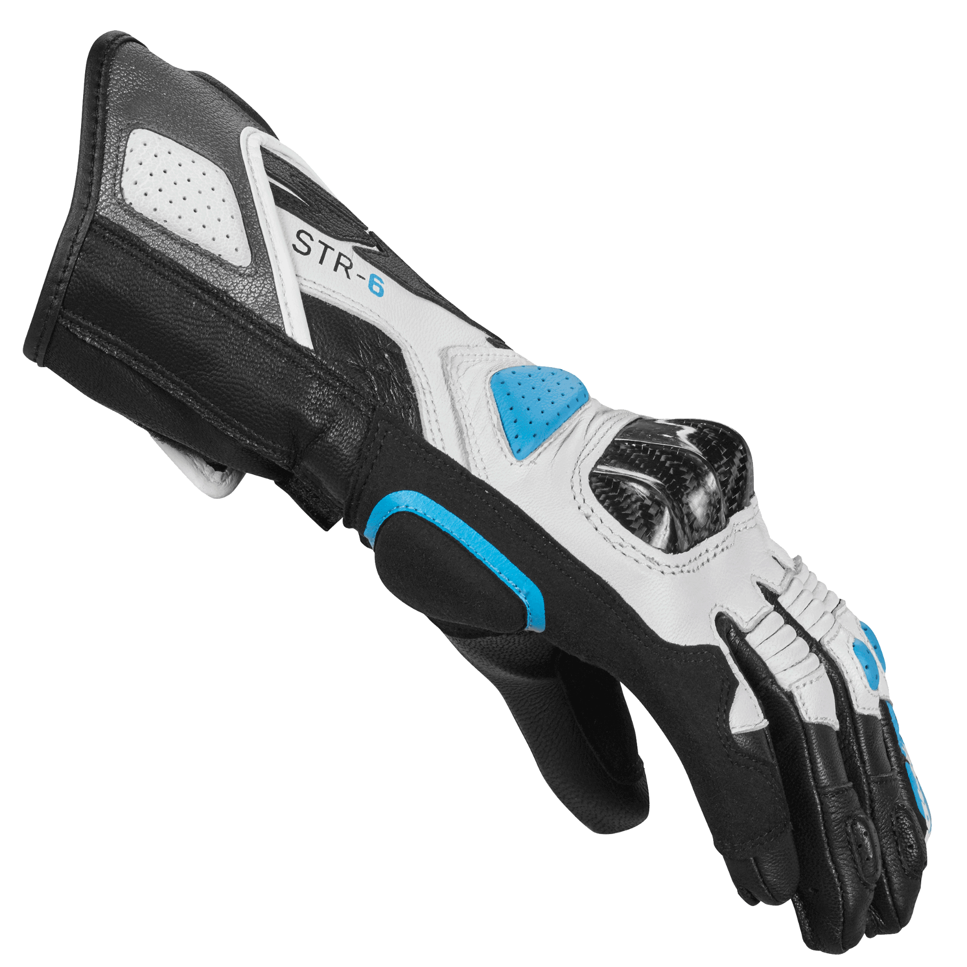 Guantes de cuero para moto Spidi STR-6 Sport | Mujeres | Gris/Blanco/Provence | A222302 