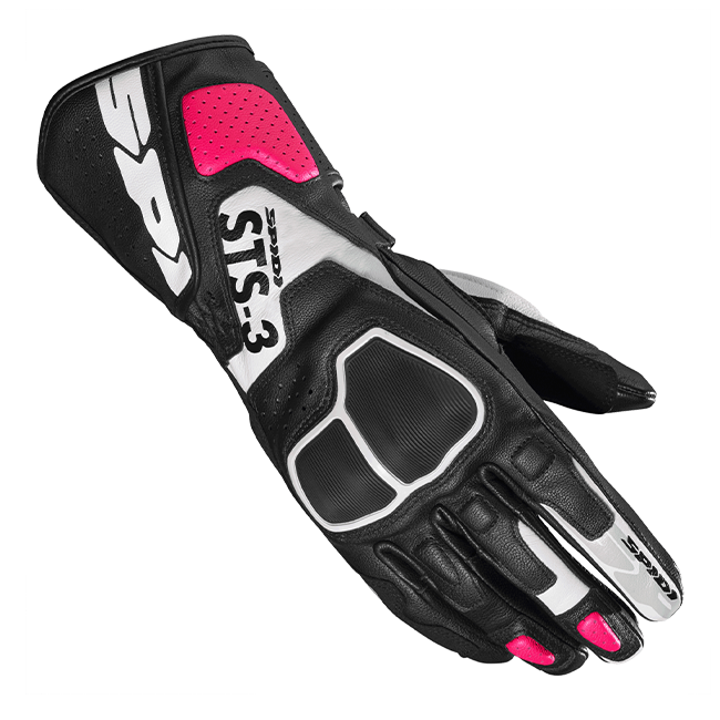 Guantes de cuero para moto Spidi STS-3 Sport | Mujer | Negro/Fucsia | A220545 