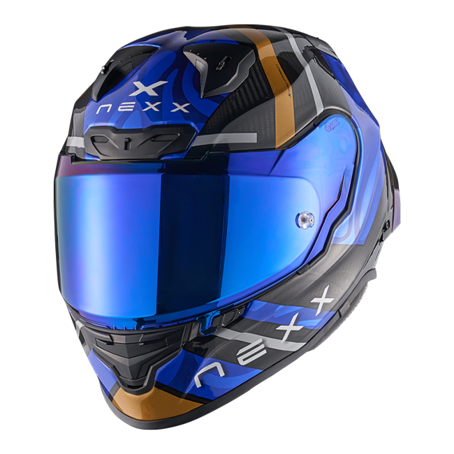 Nexx X.R3R Casco Swirl Carbon Azul Profundo Oro 01XR323489126 
