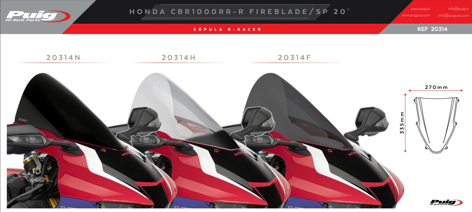 Puig R-Racer Parabrisas Honda CBR 1000 RR-R SC82 (20-25) 20314 