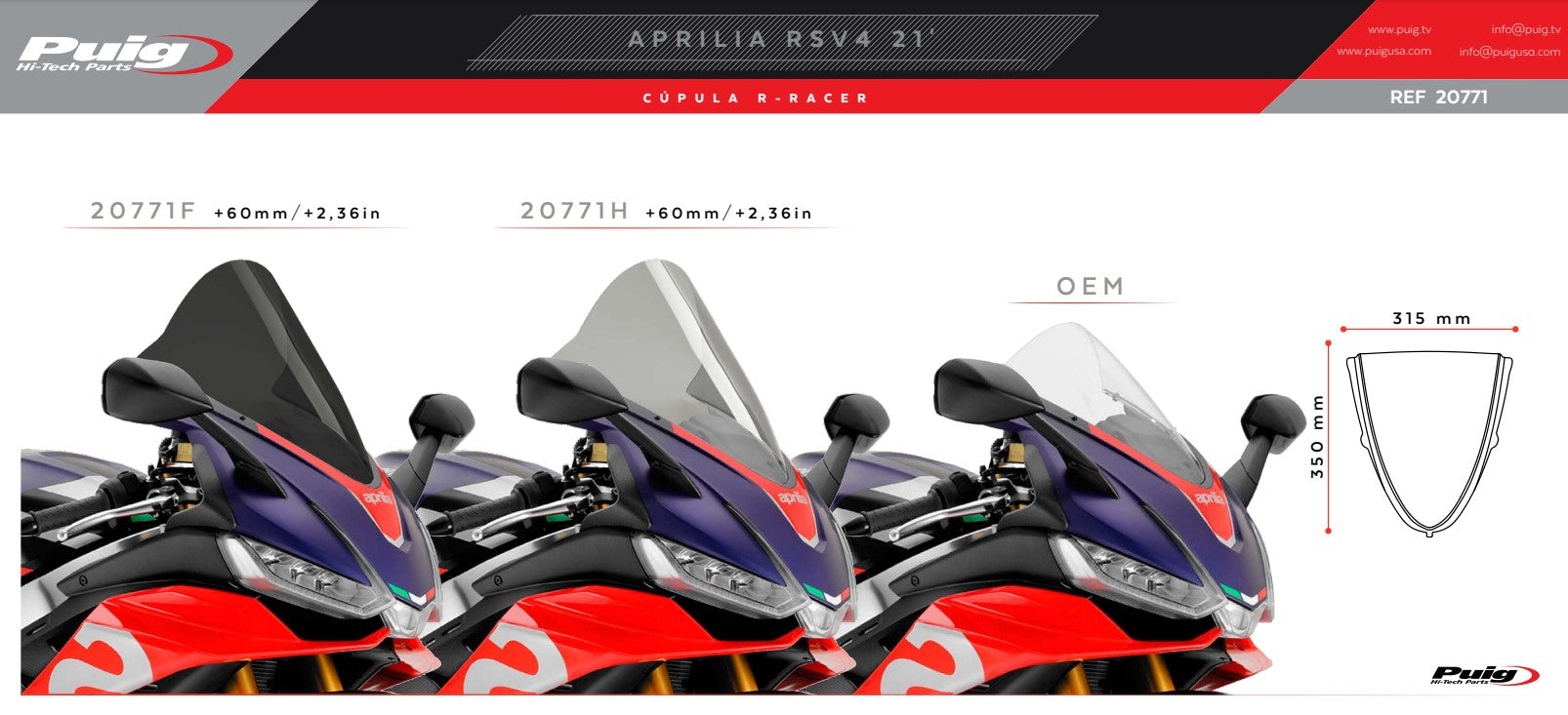 Puig R-Racer Parabrisas Aprilia RSV4/RR/1100 Factory (21-25) 20771 