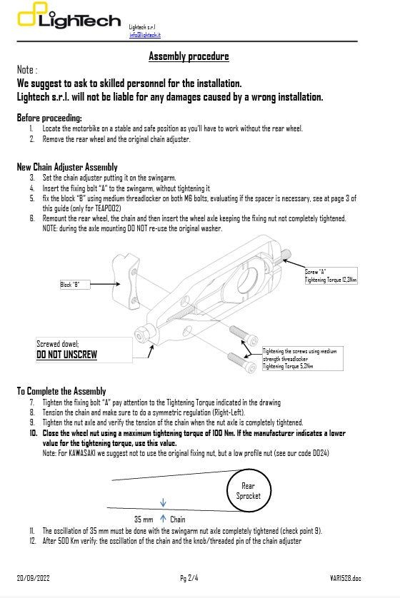 Tensor de cadena LighTech Yamaha YZF-R1 RN22 (09-14) TEYA004 