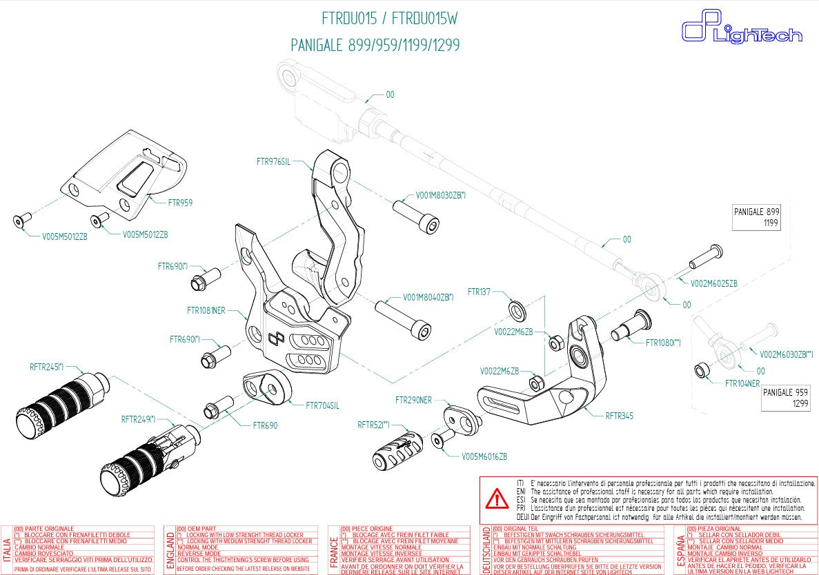 Sistema de frenos LighTech Ducati Panigale 899 (13-16) FTRDU015/W 