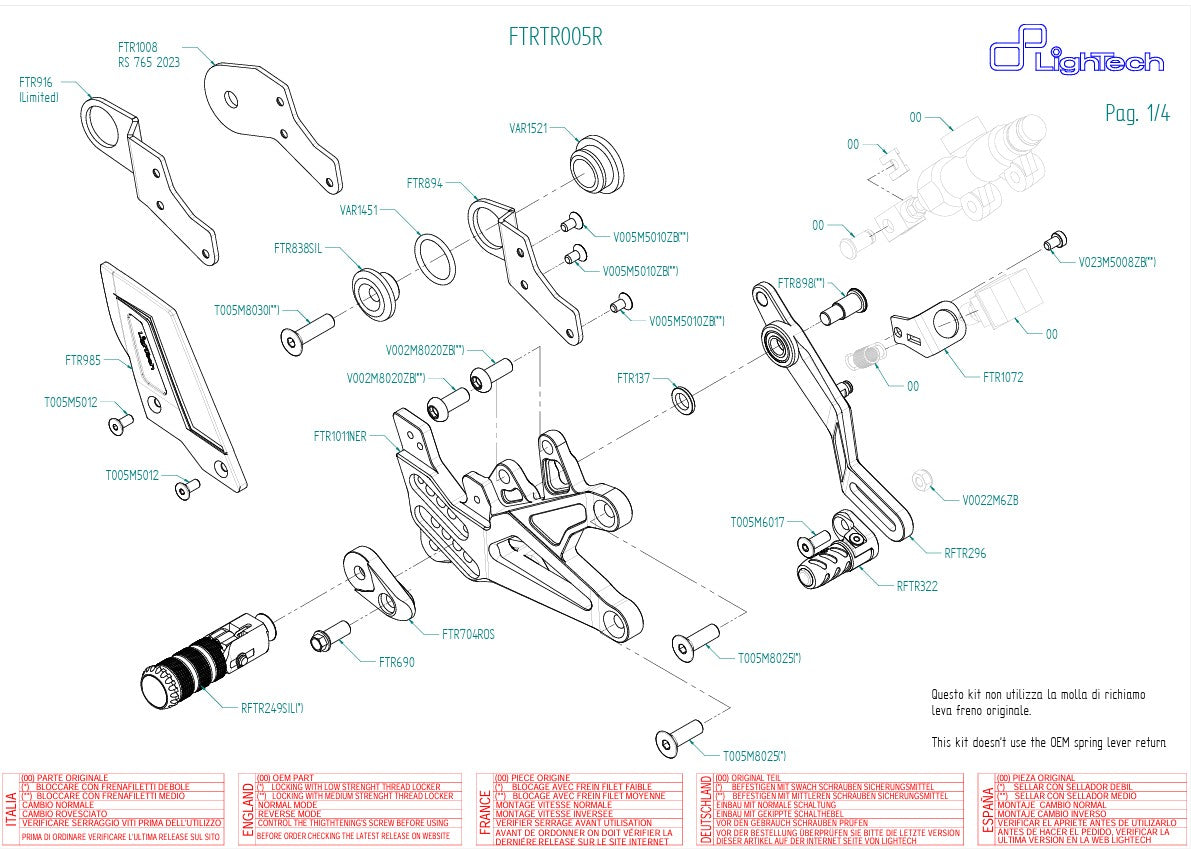 Sistema de frenos R LighTech Triumph Street Triple 765 S / R / RS (17-25) FTRTR005R 
