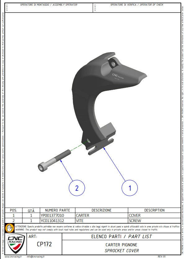 Cubierta de piñón de aluminio CNC Racing Ducati Panigale V4/S (2025) CP172 