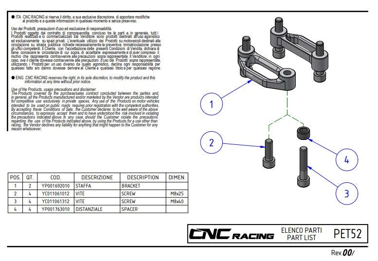 Placas de cubierta de estribos para pasajero de aluminio CNC Racing Ducati Panigale V4/S (2025) PET52 