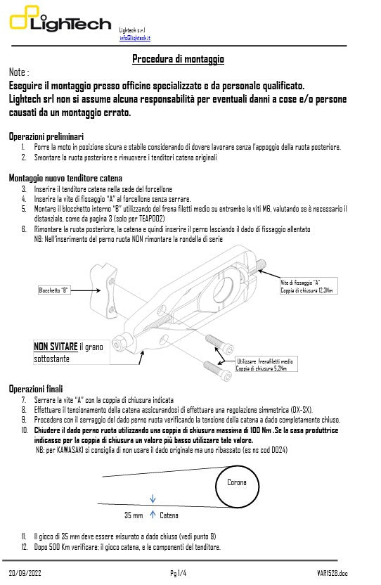Tensor de cadena LighTech Yamaha YZF-R1 RN22 (09-14) TEYA004 