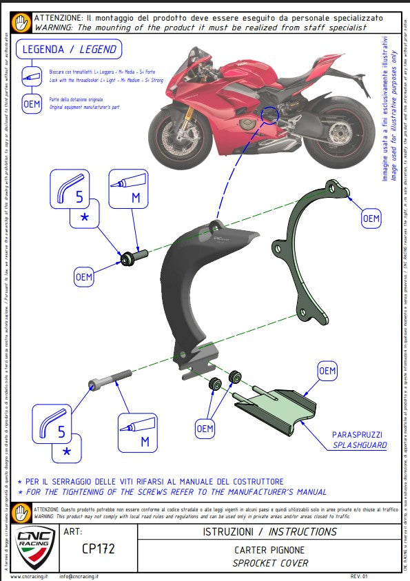 Cubierta de piñón de aluminio CNC Racing Ducati Panigale V4/S (2025) CP172 