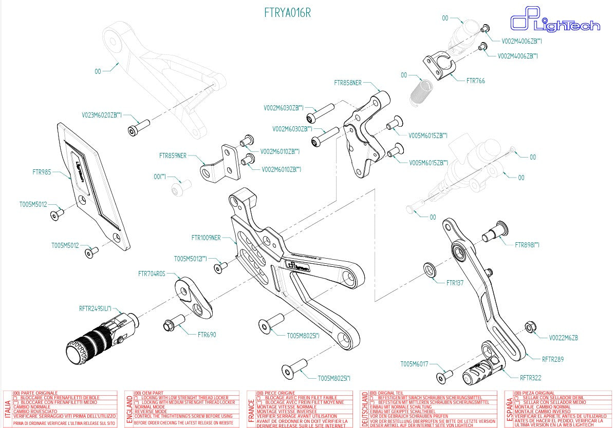 Sistema de frenos R LighTech Yamaha YZF-R1/M RN32, RN49 & RN65 (15-25) FTRYA016R 