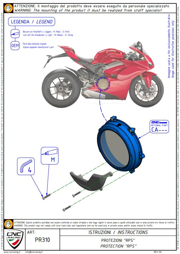Protector de embrague de aluminio cubierta de protección CNC Racing Ducati Panigale V4/S (2025) PR310 
