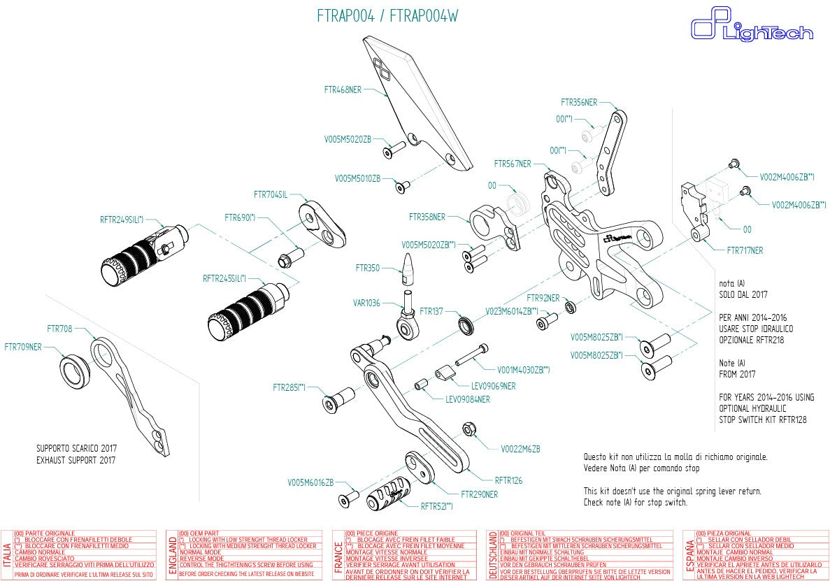 Sistema de escape LighTech Aprilia RSV4/Factory/R/RR/RF (09-16) FTRAP004/W 
