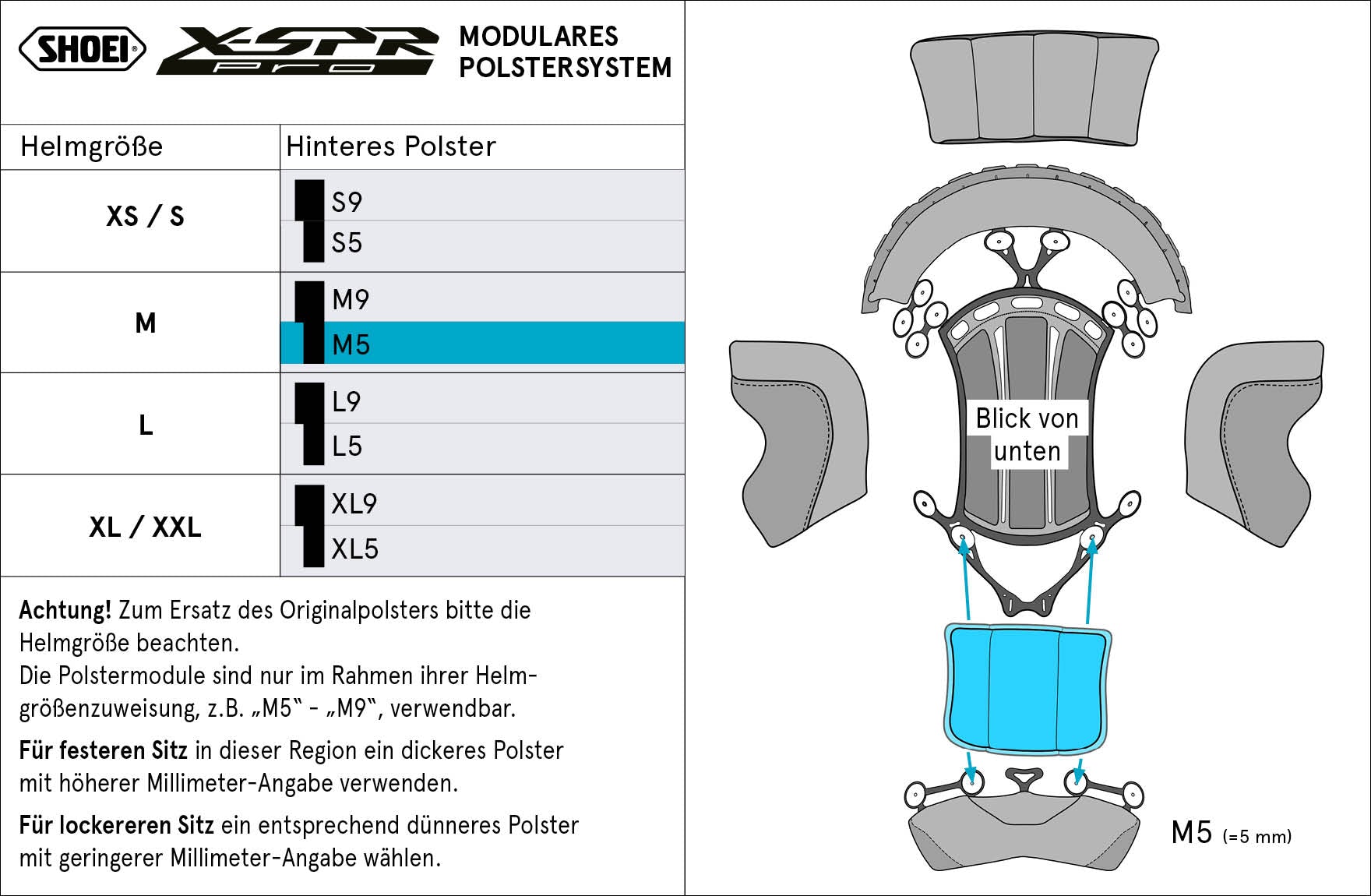 Shoei almohadilla trasera de cabeza M5 (XPRO) Tipo-P para X-SPR PRO 