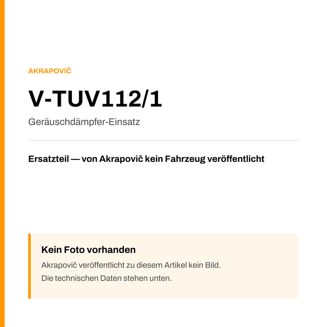Akrapovic Geräuschdämpfer-Einsatz V-TUV112/1 — Platzhalter, kein Herstellerfoto verfügbar