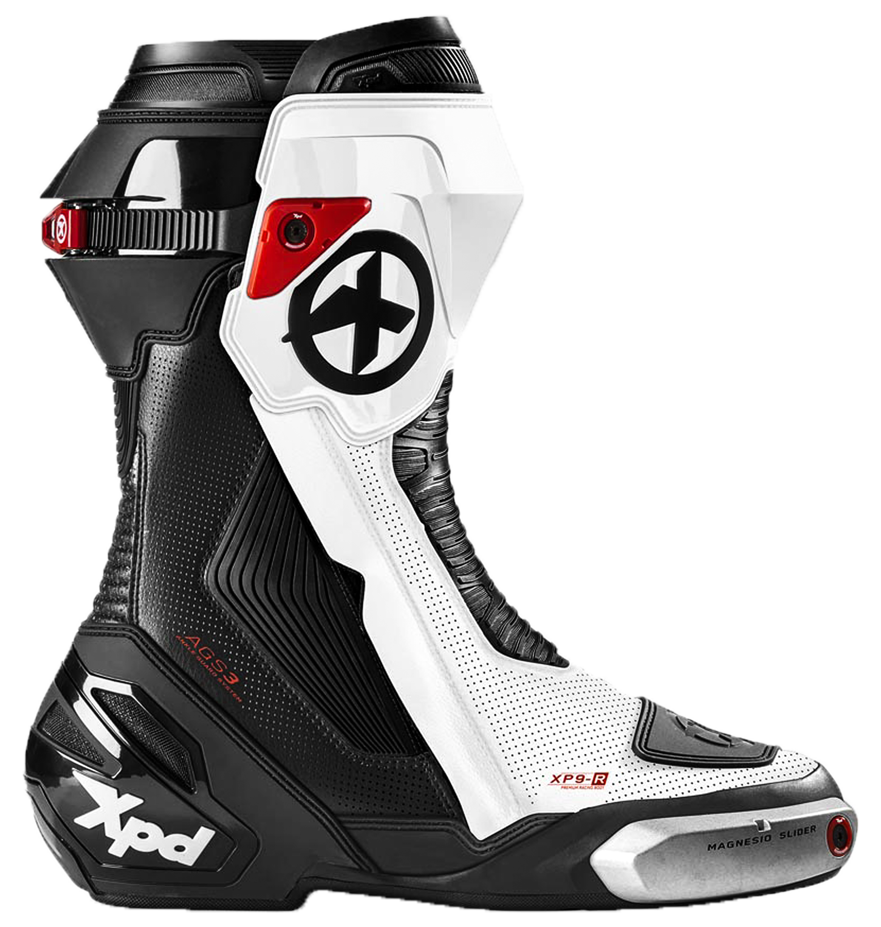 XPD XP9-R AIR bota de moto de carreras y calle perforada | Hombre | Blanco/Negro 