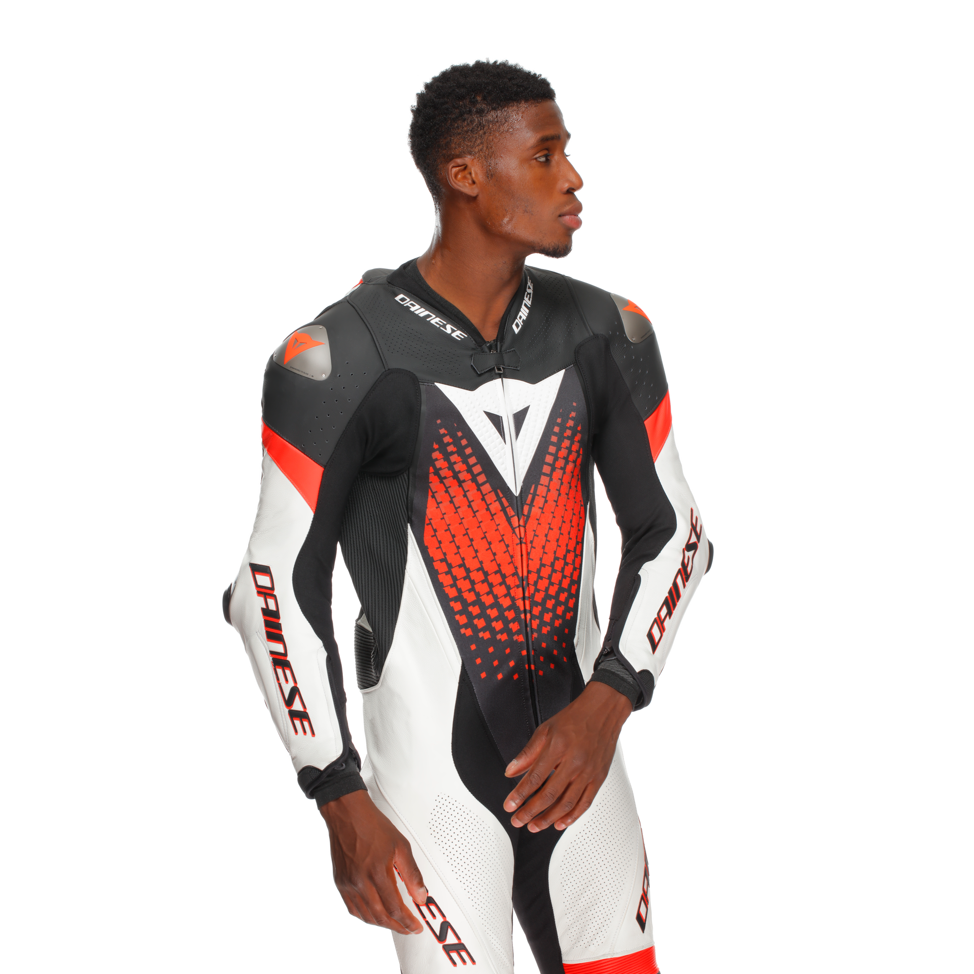 Dainese Laguna Seca 6 Mono de cuero perforado – Traje de carrera | Hombre | Blanco/Rojo 