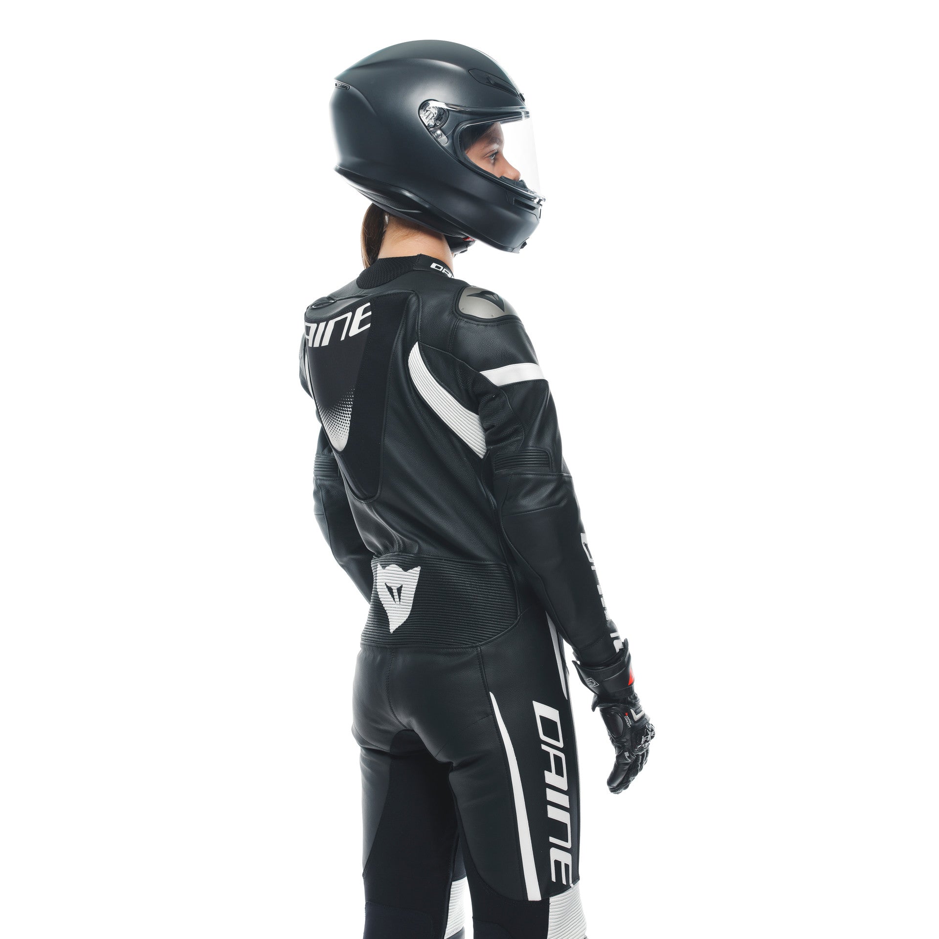 Dainese Grobnik Lady Mono de cuero – Traje de carreras perforado | Mujeres | Negro/Blanco 