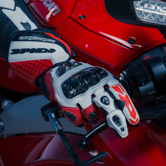 Guantes de cuero de moto Spidi Carbo Track Evo Racing | Hombre | Rojo | A203014 