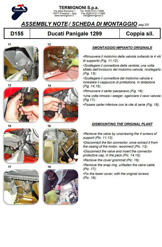 Kit de escape Slip-On Termignoni de carbono para Ducati Panigale 1299/S (15-18) D155102CPT+D155Y2 