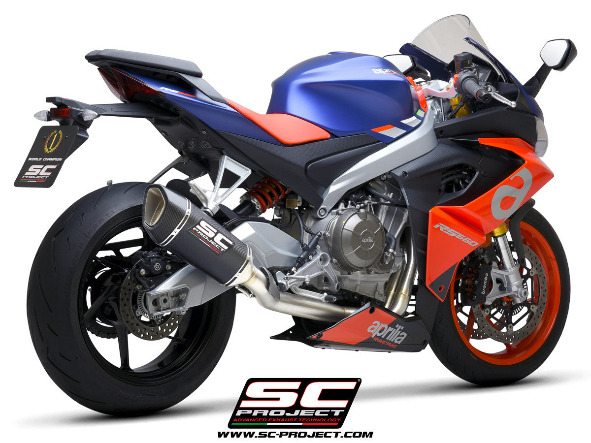 Sistema completo de acero inoxidable SC-Project 2-1 SC1-R para Aprilia RS 660 (20-25) A23A-AC90 