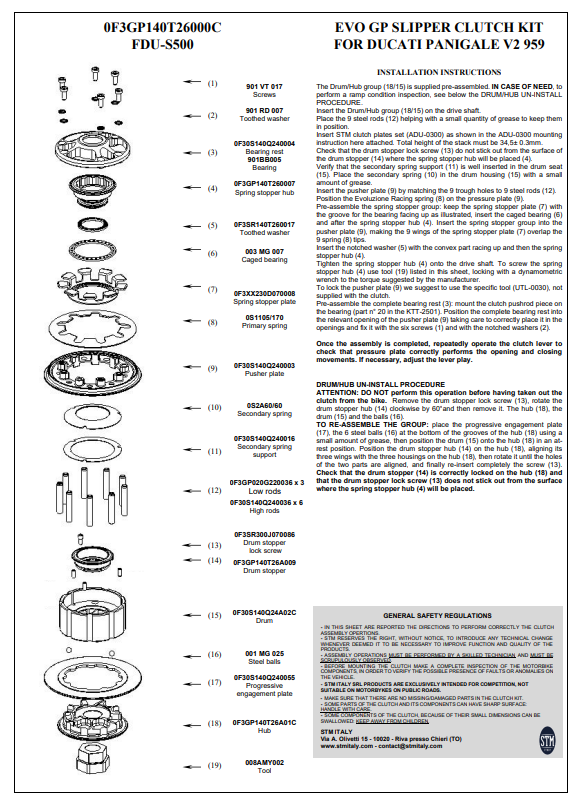 STM EVO GP embrague seco Ducati Panigale V2 955 (20-24) KTT-2600 