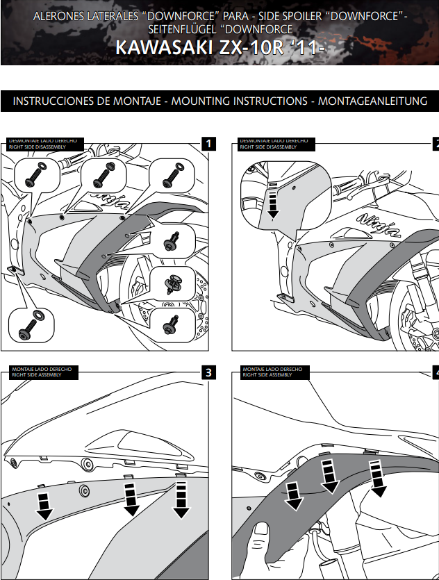 Spoilers de alerones Puig Downforce Kawasaki ZX-10 R/RR (11-20) 9882 