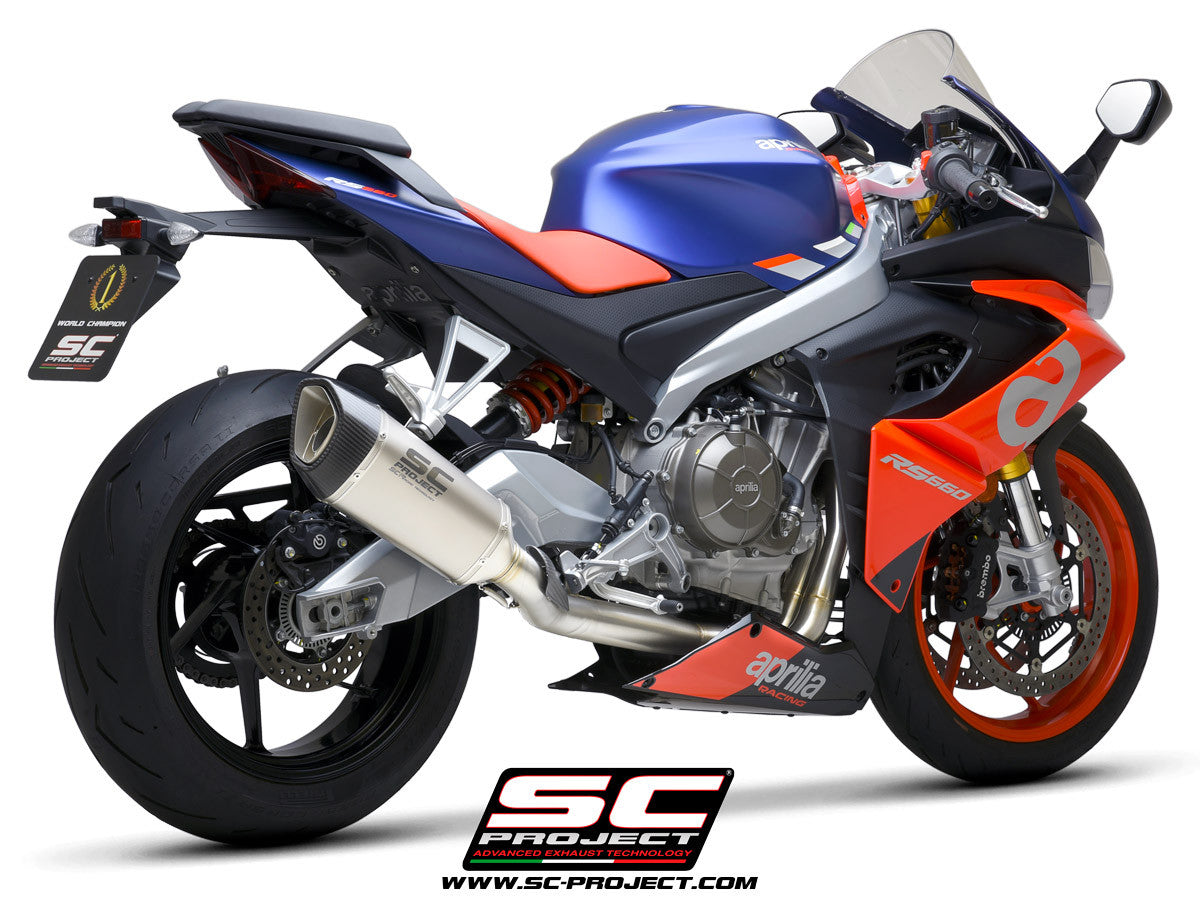 Sistema completo de acero inoxidable SC-Project 2-1 SC1-R para Aprilia RS 660 (20-25) A23A-AC90 
