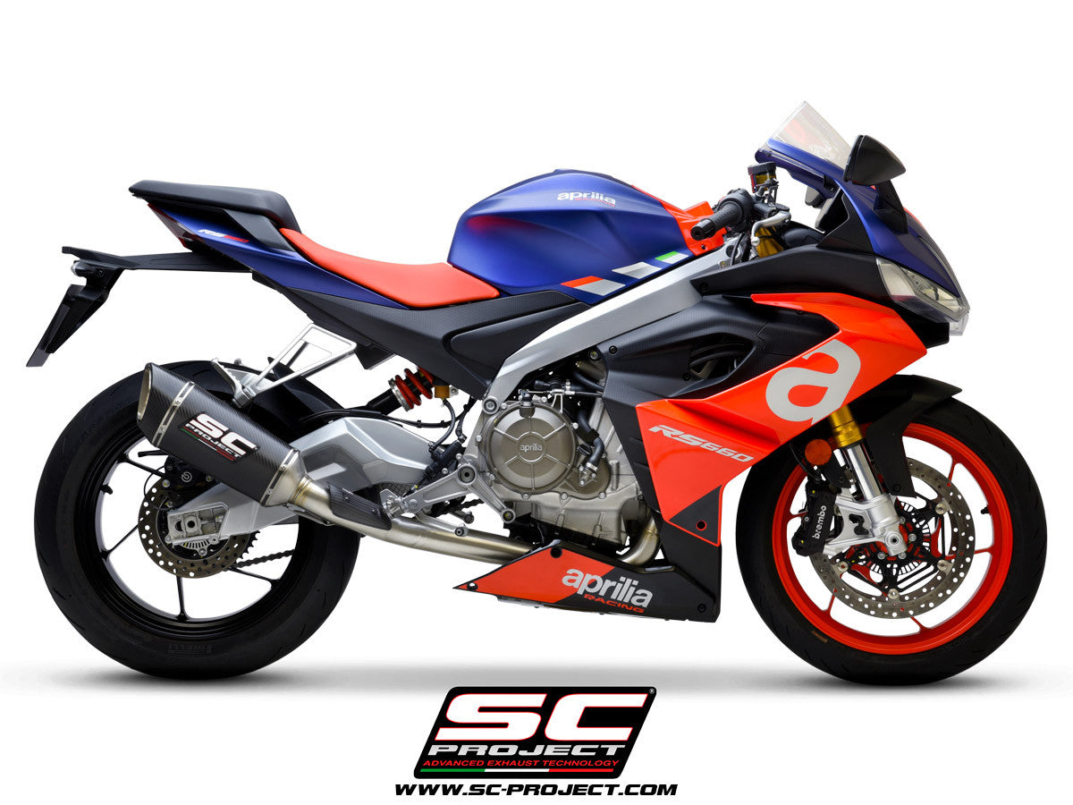 Sistema completo de acero inoxidable SC-Project 2-1 SC1-R para Aprilia RS 660 (20-25) A23A-AC90 