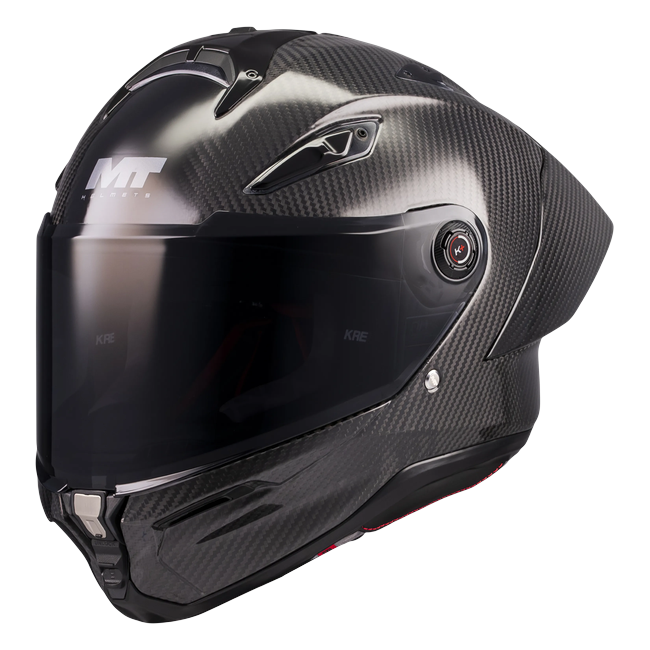 MT-Helmets KRE 2 PLUS Pure A1 Integralhelm in Carbon glänzend — Dreiviertelansicht von vorn