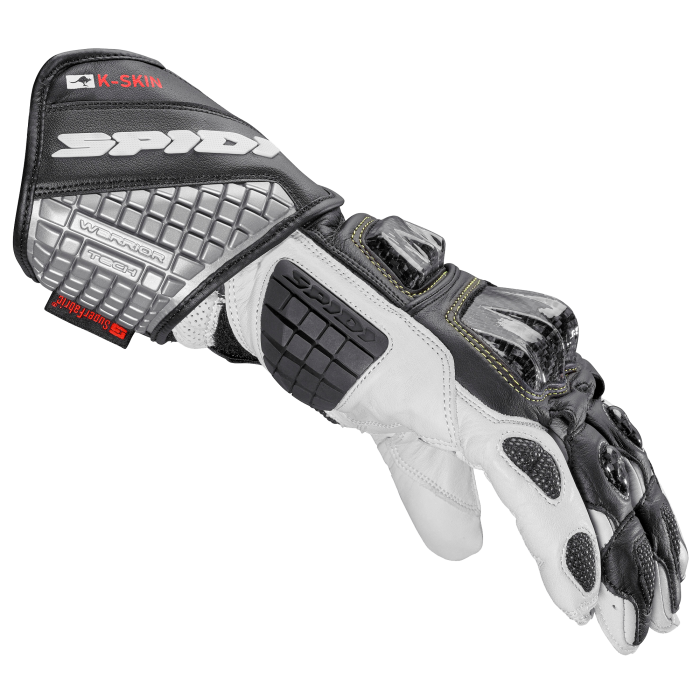 Guantes de cuero para moto Spidi Carbo Kangaroo Racing | Hombre | Negro-Blanco | A216011 