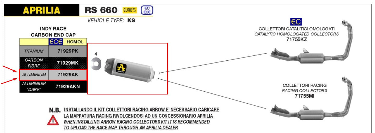 Arrow Slip-On Indy Race Aluminio Aprilia RS 660 (20-25) 71929AK 