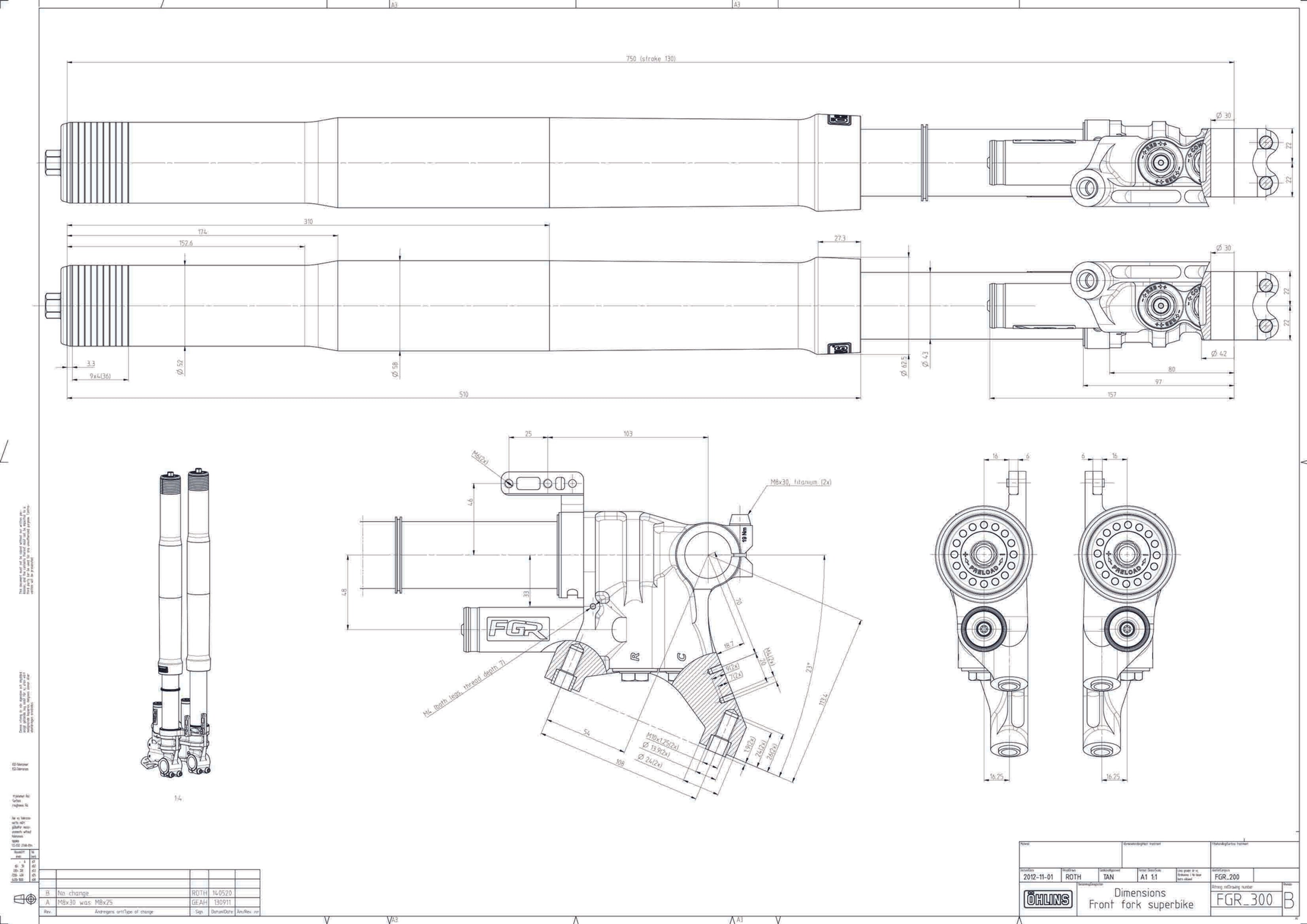 Horquilla de carrera Öhlins FGR 300 horquilla telescópica horquilla de gas presión competición 