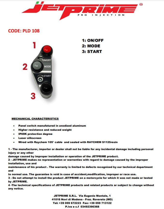 Interruptor de manillar para JetPrime JP ACC 138 puño acelerador BMW S1000RR K67 (21-26) JP PLD 108 