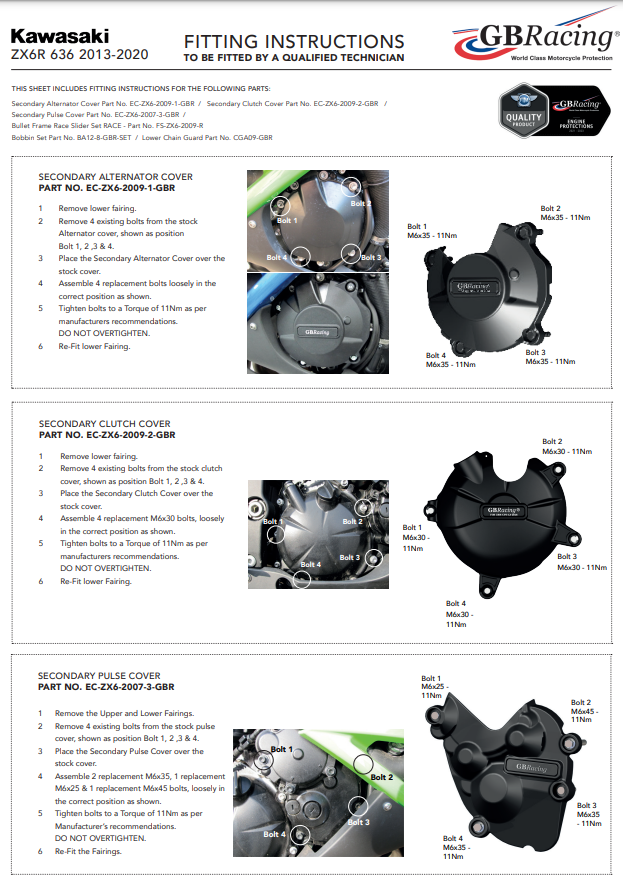 Cubierta protectora de protección del encendido GBRacing Kawasaki ZX-6R/636/RR (13-26) 