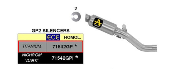Kit de escape Arrow Slip-On GP2 de titanio para Aprilia RSV4/RR/RF (17-18) 71542GP 